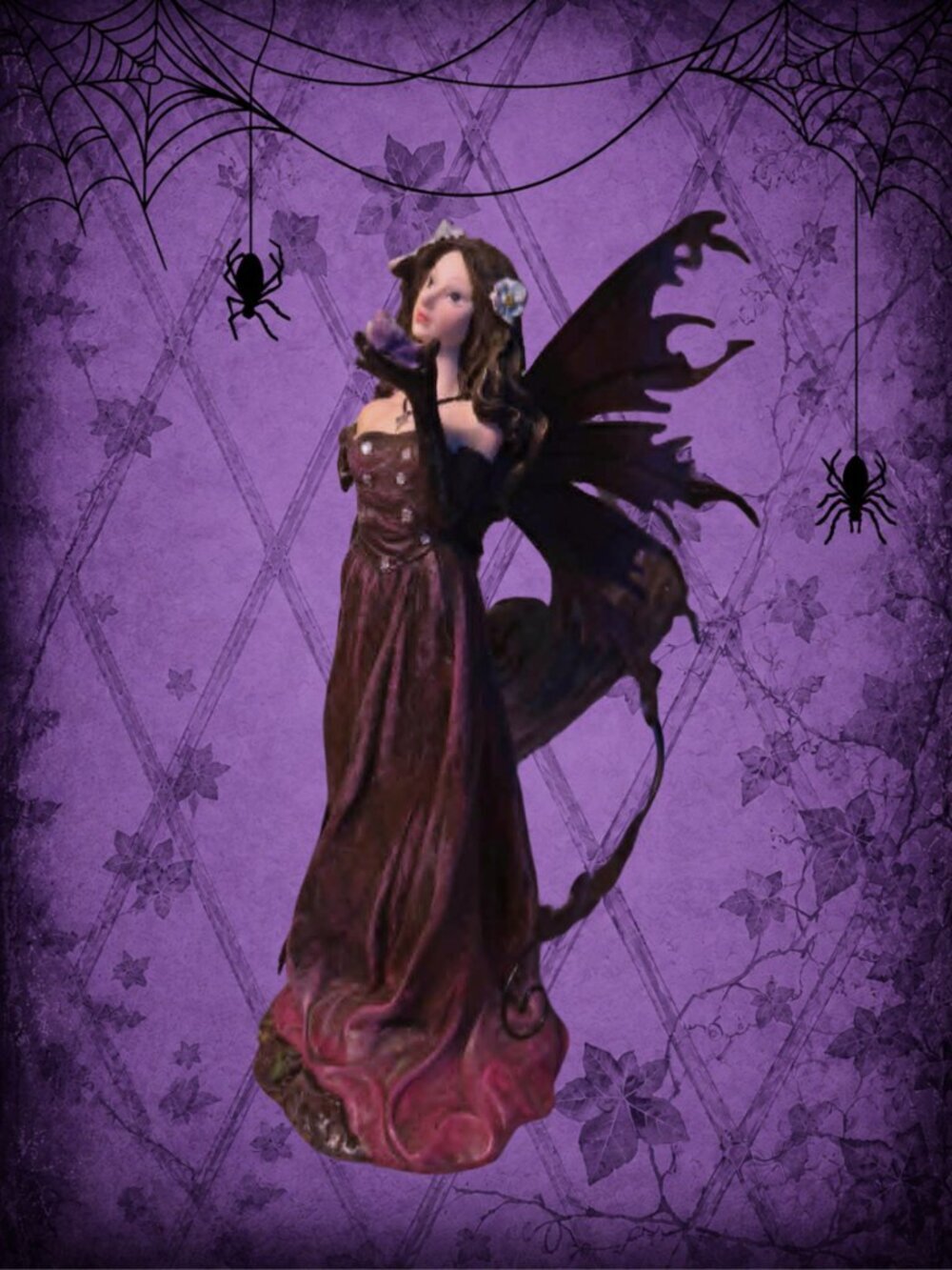 Beyond Midnight π¦π§ββοΈ Vintage ZEMENO Night Faeries Black & Purple Figurine